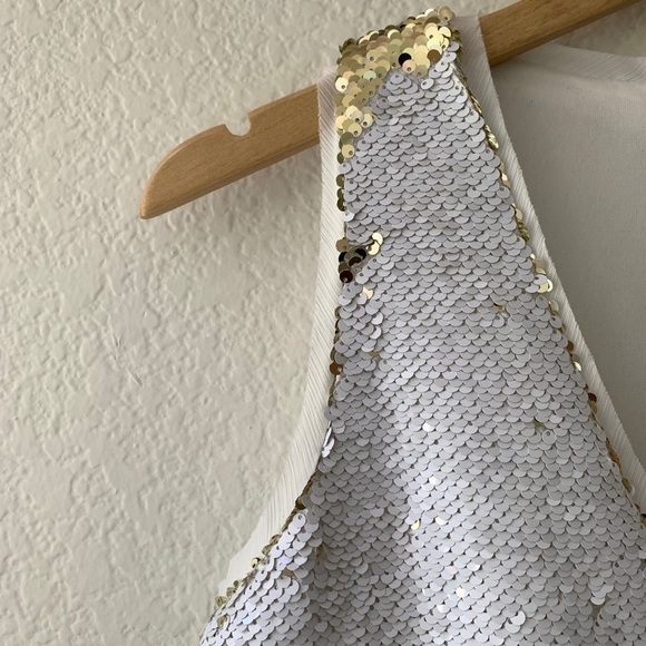 Foxiedox White Gold Flip Sequin Mini Dress XS - Picture 9 of 16